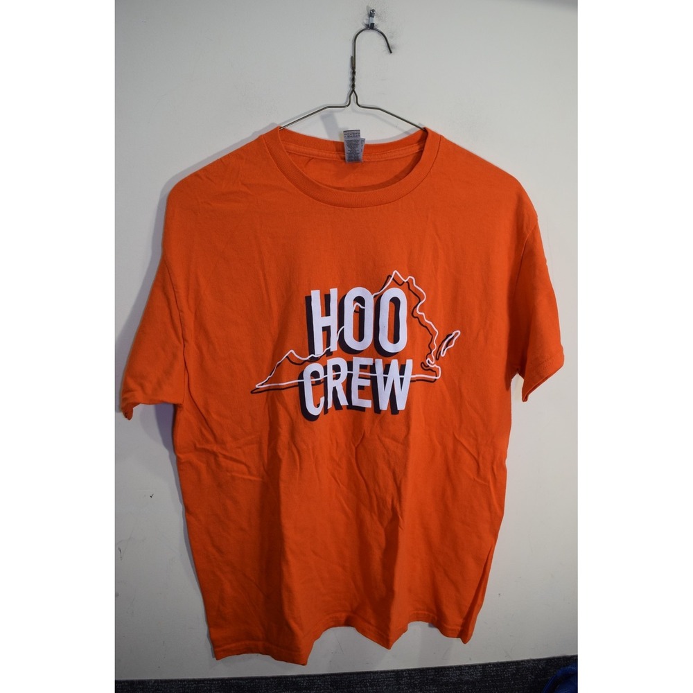 University of Virginia Basketball Cavaliers HOO Crew T Shirt Orange MENS L UVA